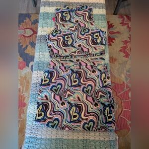 Shein Heart Pastel 2 Piece Tank/Skirt Colorful Heart Pattern Blacklight Reactive